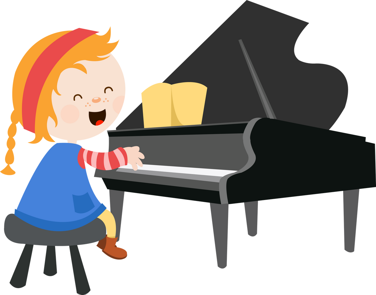 Cute Little Girl Playing Grand Piano